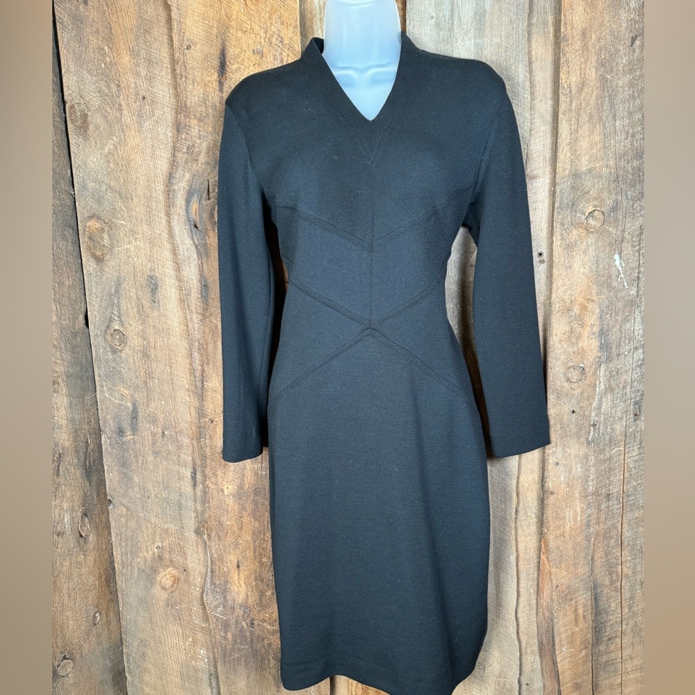 Donna Karan Black Knit Wool Dress - size X-Small-Small